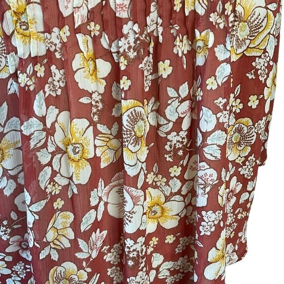 Torrid Peasant Style Blouse Floral 3/4 sleeve Rust Cream Yellow  Plus Size 00 - Picture 3 of 15